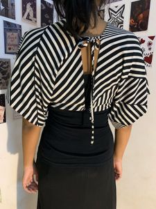 Striped Batwing Sleeve Top