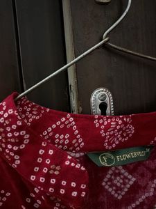 Stylish Red Bandhani Print Maxi Dress