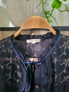 Elegant Black Sheer Lace Blouse