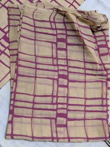 Beige &amp; Purple Dress Material