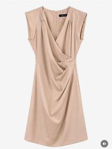 Elegant Beige Wrap Dress