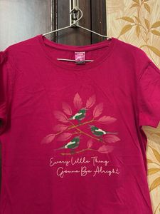 Cute Bird Graphic Pink T-Shirt