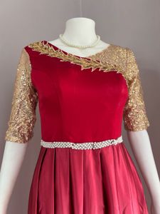 Elegant Red &amp; White Ombre Gown