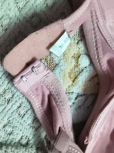 Comfortable Pink Lace Trim Bra