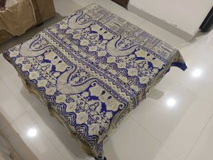 Elegant Blue &amp; Gold Brocade Pure Silk Saree