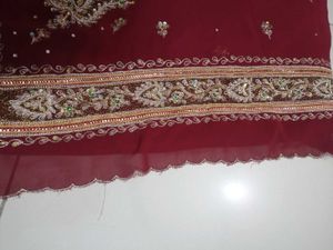 Elegant Maroon Embroidered Saree