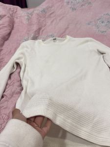 H&amp;M White Long Sleeve Top