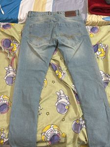 Faded blue jeans