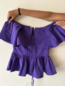 Purple Ruffle Off-Shoulder Top