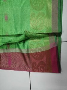 Green Silk Saree with Traditional Border