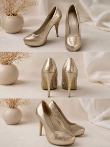 Elegant Gold Platform Heels