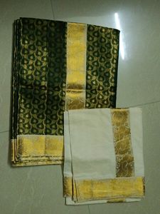 Kaithari Set Mundu With Medium Size Stiched Blouse