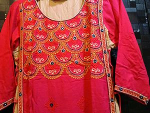 Red &amp; Gold Embroidered Traditional Dress