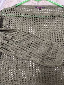 Olive Green Knit Cropped Top