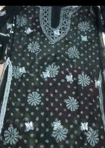 Elegant Black mirror Chikankari Kurta