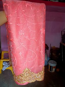 Net embroidery elegance Saree