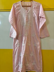 Pink Chikankari Kurta with jeans 👖