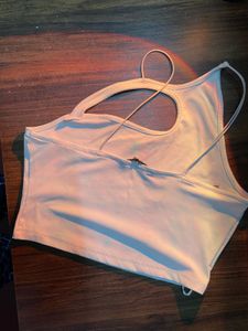 White Cutout Crop Tank Top