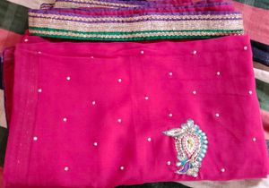Stunning Pink Embellished Saree