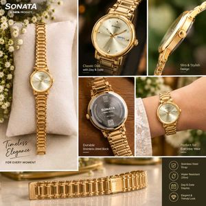 Sonata Golden Analog Watch