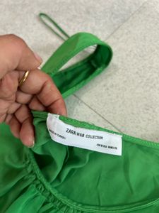 ZARA Vibrant Green Sleeveless Flowy Top