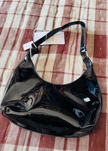 Chic Black Patent Shoulder Bag