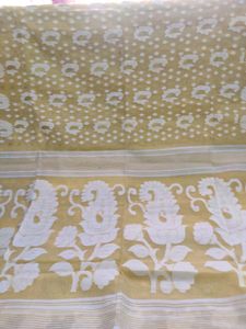 Light Yellow Kolka Design Jamdani Saree