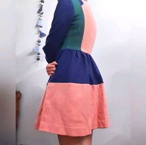Color Block A Line Warm Dress