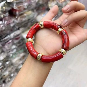 Chunky Red &amp; Gold Beaded Bracelet