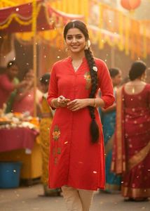 Red Embroidered Top