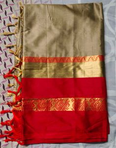 2 Saree Combo - Red &amp; Gold, Pink &amp; Blue