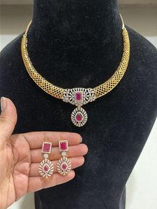 Brand new Elegant Ruby &amp; Diamond Necklace Set