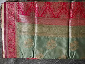 Pista and Pink Exquisite Silk Saree with Zari Work