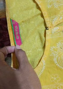 Yellow Kurta with White laggies