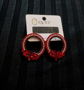 Sparkling Red Hoop Earrings