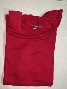 Red Square Neck Top