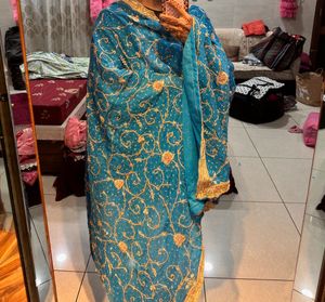 Blue Embroidered Dupatta