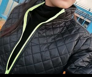 Quilted Bomber Jacket with Neon Zip