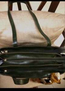 Green Hand Bag Along With Silk Scarf