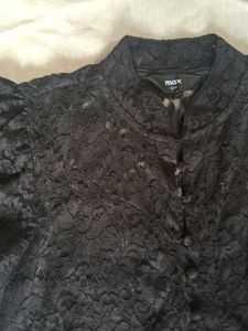Elegant Black Lace Puff Sleeve Top