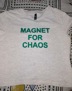 Grey 'Magnet For Chaos' Graphic Tee