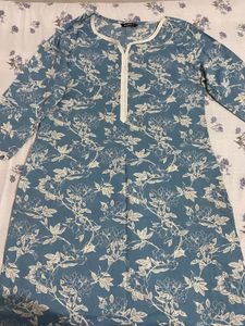 Stylish Blue Floral Print Kurta