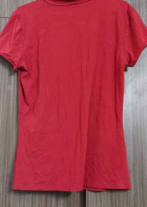 Vibrant Red Mock Neck Top