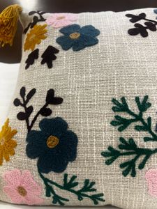 Embroidered Floral Accent Cushion Cover Set of 2
