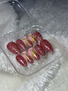 Glamorous Pink Glitter Press-On Nails