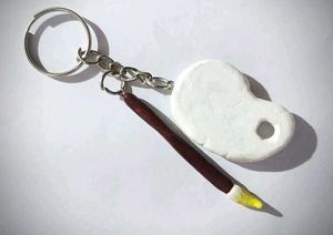 Artist Palette &amp; Paintbrush Keychain🎨🖌️