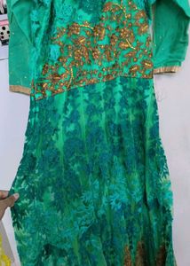 Embroidered Green long gown