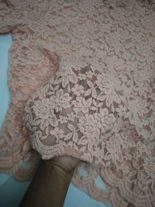 Peach Lace sheer shirt