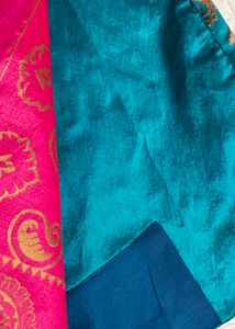 Elegant Teal &amp; Pink Silk Saree