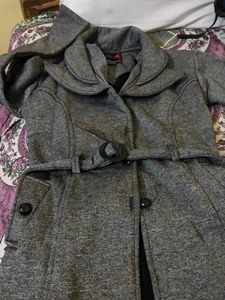 Chic Grey Belted Coat